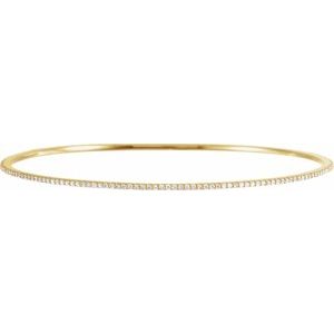 Ladies Natural Diamond Stackable Bangle Bracelet (I1, H+) — 14K Yellow Gold