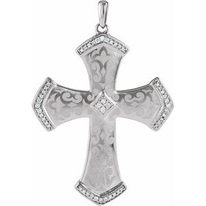 Ladies Natural Diamond Cross Pendant (I1, H+) — Sterling Silver