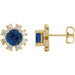 Ladies Natural Blue Sapphire Natural Diamond Earrings — 14K Yellow Gold
