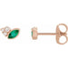 Ladies Natural Emerald Natural Diamond Earrings — 14K Rose Gold