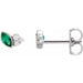 Ladies Natural Emerald Natural Diamond Earrings — Sterling Silver