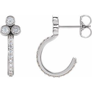 Ladies Natural Diamond Hoop Earrings (I1, G-H) — Sterling Silver