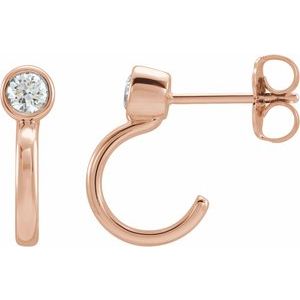 Ladies Natural Diamond Huggie J-Hoop Earring (I1, G-H) — 14K Rose Gold