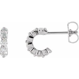 Ladies Natural Diamond 9.25 mm Hoop Earrings (Si2-Si3, G-H) — Platinum