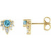 Ladies Natural Blue Zircon Natural Diamond Earrings — 14K Yellow Gold