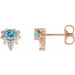 Ladies Natural Blue Zircon Natural Diamond Earrings — 14K Rose Gold