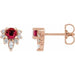 Ladies Natural Ruby Natural Diamond Earrings — 14K Rose Gold