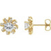 Ladies Natural White Sapphire Natural Diamond Halo-Style Earrings — 14K Yellow Gold