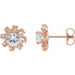 Ladies Natural White Sapphire Natural Diamond Halo-Style Earrings — 14K Rose Gold