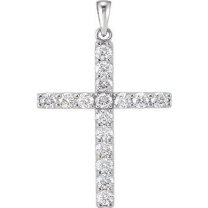 Ladies Natural Diamond Cross Pendant (I1, G-H) — Platinum