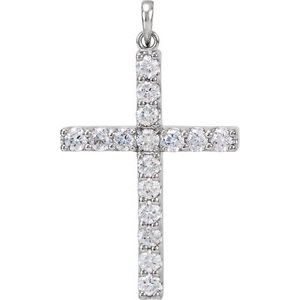 Ladies Natural Diamond Cross Pendant (I1, G-H) — Platinum