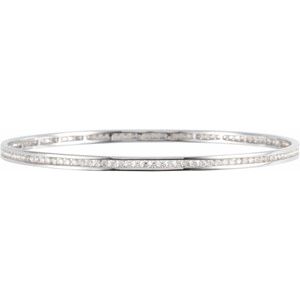Ladies Natural Diamond Stackable Bangle Bracelet (I1, H+) — 14K White Gold
