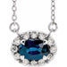 Ladies 5x3 mm Natural Blue Sapphire Natural Diamond Necklace (Si2-Si3, G-H) — Platinum