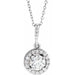 Ladies Natural Diamond Halo-Style Necklace (I1, G-H) — 14K White Gold