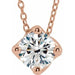 Ladies Natural Diamond Solitaire Necklace — 14K Rose Gold