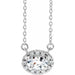 Ladies 5x3 mm Natural White Sapphire Natural Diamond Necklace (I1, G-H) — Sterling Silver