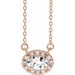 Ladies 5x3 mm Natural White Sapphire Natural Diamond Necklace (I1, G-H) — 14K Rose Gold