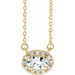 Ladies 5x3 mm Natural White Sapphire Natural Diamond Necklace (I1, G-H) — 14K Yellow Gold