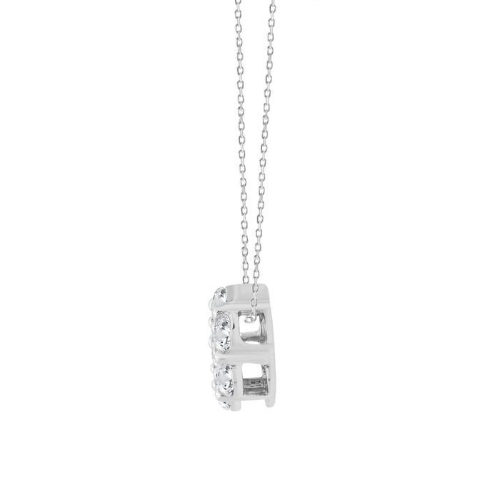 LADIES PENDANT WITH CHAIN 0.50CT ROUND DIAMOND 14K WHITE GOLD