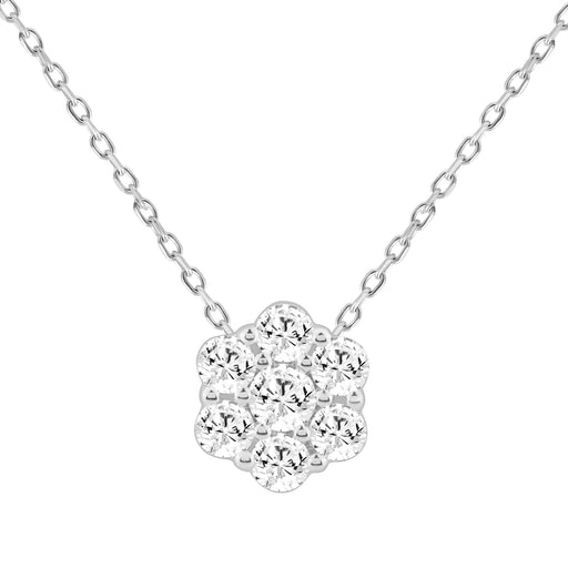 LADIES PENDANT WITH CHAIN 0.50CT ROUND DIAMOND 14K WHITE GOLD
