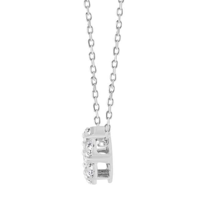 LADIES PENDANT WITH CHAIN 0.50CT ROUND DIAMOND 14K WHITE GOLD