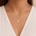 LADIES PENDANT WITH CHAIN 0.50CT ROUND DIAMOND 14K WHITE GOLD