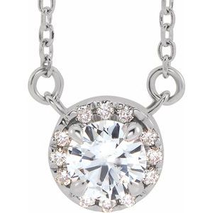 Ladies 3 mm Natural White Sapphire Natural Diamond Necklace (Si2-Si3, G-H) — Platinum