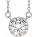 Ladies 3 mm Natural White Sapphire Natural Diamond Necklace (Si2-Si3, G-H) — Platinum