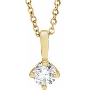 Ladies Natural Diamond Solitaire Necklace (I1, G-H) — 14K Yellow Gold