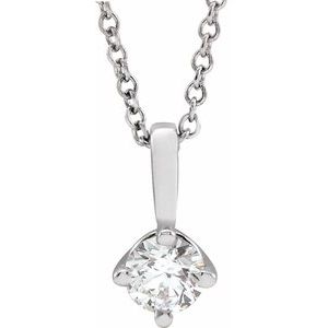 Ladies Natural Diamond Solitaire Necklace (Si2-Si3, G-H) — Platinum