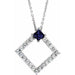 Ladies Natural Blue Sapphire Natural Diamond Necklace (I1, G-H) — Sterling Silver