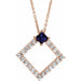 Ladies Natural Blue Sapphire Natural Diamond Necklace (I1, G-H) — 14K Rose Gold