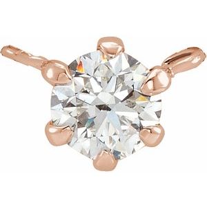 Ladies Natural Diamond 6-Prong Claw Necklace Center (I1, G-H) — 14K Rose Gold