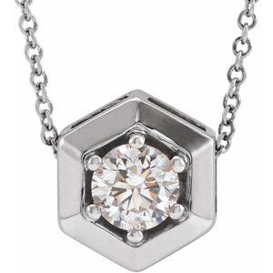 Ladies Natural Diamond Geometric Necklace (I1, G-H) — Sterling Silver