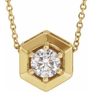 Ladies Natural Diamond Geometric Necklace (I1, G-H) — 14K Yellow Gold