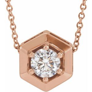 Ladies Natural Diamond Geometric Necklace (I1, G-H) — 14K Rose Gold