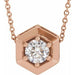 Ladies Natural Diamond Geometric Necklace (I1, G-H) — 14K Rose Gold