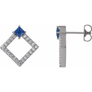 Ladies Natural Tanzanite Natural Diamond Earrings — Sterling Silver