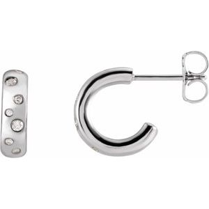 Ladies Natural Diamond Hoop Earrings (I1, G-H) — Sterling Silver