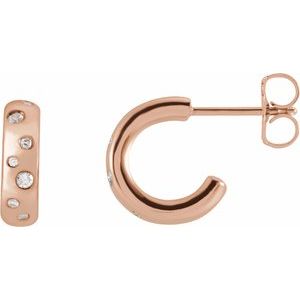 Ladies Natural Diamond Hoop Earrings (I1, G-H) — 14K Rose Gold