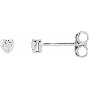 Ladies Natural Diamond Youth Heart Earrings (I1, H+) — 14K White Gold