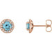 Ladies 5 mm Natural Aquamarine Natural Diamond Earrings — 14K Rose Gold
