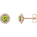 Ladies 5 mm Natural Peridot Natural Diamond Earrings — 14K Rose Gold