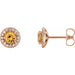 Ladies 5 mm Natural Citrine Natural Diamond Earrings — 14K Rose Gold