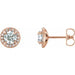 Ladies 5 mm Natural White Sapphire Natural Diamond Earrings — 14K Rose Gold