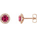 Ladies 5 mm Natural Ruby Natural Diamond Earrings — 14K Rose Gold
