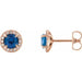 Ladies 5 mm Natural Blue Sapphire Natural Diamond Earrings — 14K Rose Gold