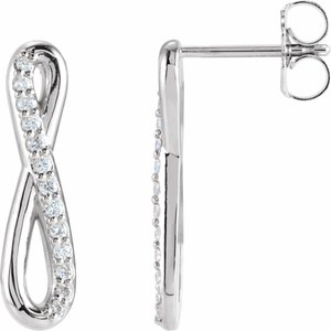 Ladies Natural Diamond Infinity-Inspired Earrings — Sterling Silver