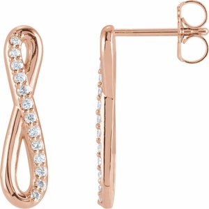Ladies Natural Diamond Infinity-Inspired Earrings — 14K Rose Gold