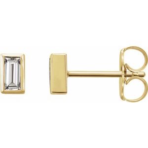 Ladies Natural Diamond Bezel-Set Earrings — 14K Yellow Gold